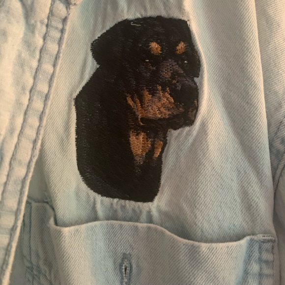 Peregrine Embroidered Rottweiler Button Down Denim Color Dog Shirt - Picture 6 of 9